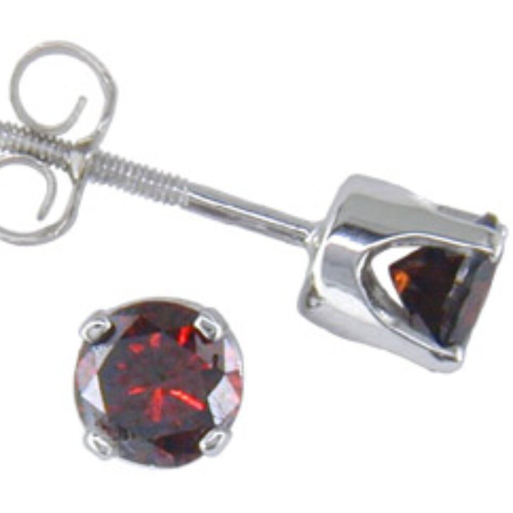 SALE! Rare 14Kt Gold 0.42ctw Red Diamond Stud Earrings - Picture 2 of 3